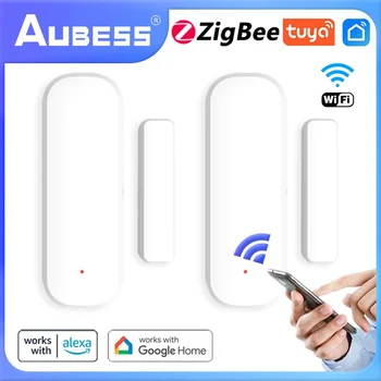 Tuya WiFi/Zigbee Smart Senzor Dverí Dvere Otvorené, Zatvorené Detektory Smart Home Security Protection Alarm Systém Inteligentného Života APP Control