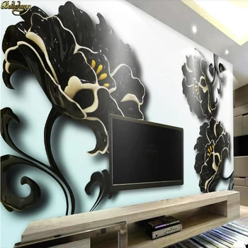 beibehang Vlastné Foto Tapety nástenná maľba Plastický Čierny Kvet nástenná maľba TV pozadie abstraktných de parede stenu papiere domova