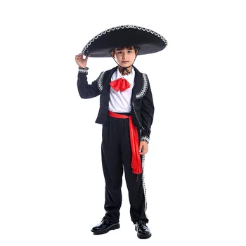 Tradičné Mexické Mariachi Amigo Cosplay Kostým Tanečnica Deti Chlapcov Vyhovovali Festival, Karneval, Party Maškarný kostým pre Výkon