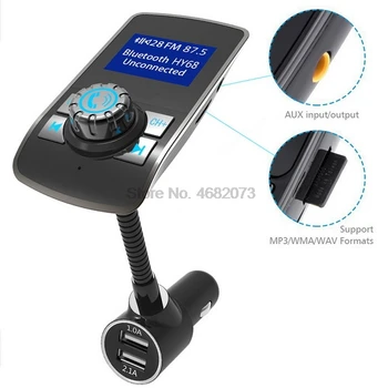 DHL 20pcs Auto, MP3 Audio Prehrávač, Bluetooth, FM Transmitte +Dual USB Porty, Bezdrôtová LCD Súprava HandsFree Mikrofón w/TF slot