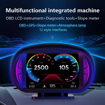 OBD Multi-funkčný Nástroj Duálny Systém GPS Tachometer Napätie Monitor Rýchlosť Alarm pre Kamión, Autobus, Auto pre Off-Road Vozidla SUV