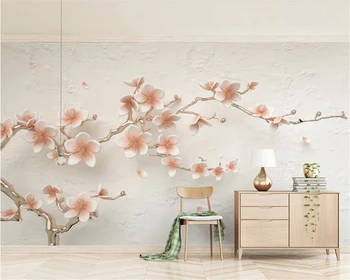 Vlastné tapetu Čínsky atrament slivka kvet, vták čierne a biele tapety den obývacia izba pozadí steny 3d tapety