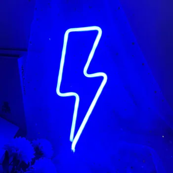 LED Neónový nápis Lightning Tvarované Stenu, Nočné Svetlo USB Batérie Prevádzkované stolná Lampa