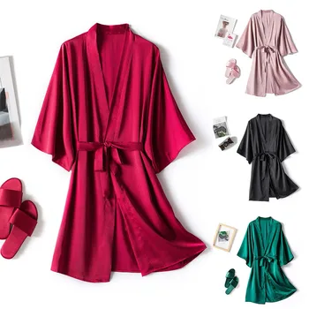 Nové Hodvábne Kimono Šaty, Župan Ženy Satin Bridesmaid, Rúchu Sexy Pyžamo Nightdress Spodné Prádlo, Dámske Kúpacie Plášte Sleepwear