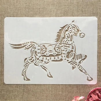 A4 29x21cm Ručne Nakresliť Koňa Zvieratá DIY Vrstvenie Blany Maľovanie Zápisník Sfarbenie Razba Album Dekoratívne Šablóny