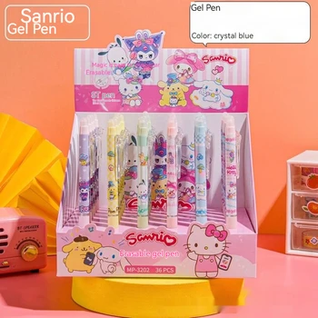 Sanrio 12/36pcs Kawaii Gélové Pero Cartoon Hello Kitty Kuromi Roll Študent Papiernictvo Veľkoobchod Písanie Pera 0,5 mm Black Office Pero