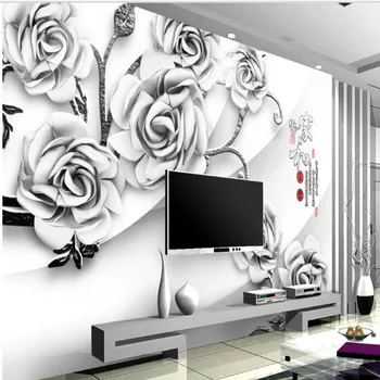 wellyu Prispôsobené veľké nástenné maľby úľavu Pivónia kvet viniča 3D TV pozadí steny netkaných tapiet abstraktných de parede