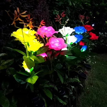 Solárne Ruže Kvet Svetlá Vonkajšie Nepremokavé Záhrada Vklad Slnečné Svetlo Dekoračné Krajiny Kvety Dvore Strana Cesty Solárne Lampy