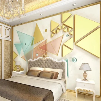beibehang Vlastnú tapetu 3d maľby zlaté geometrický trojuholník mozaikové sklo, TV joj stene obývacej izby, spálne, 3d tapety