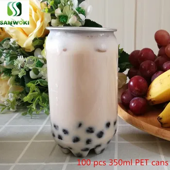 200PCS 350 ML PET Priehľadné Plechovky na nápoje populárne mlieko čaj fliaš môže fóliou stroj šťavy pohár vypiť fľašu