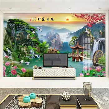 wellyu Vlastnú tapetu 3d Photo nástenná maľba Čínska maľba Krajiny, Vodného Toku Choi pozadie tapetu nástenné maľby обои abstraktných de parede