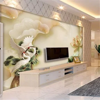 wellyu Prispôsobené veľké nástenné 3D jade sochu lotus gauč pozadí obývacej izby, spálne, pozadie, wallpaper