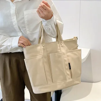 Tote Tašky pre Ženy 2023 Nový Japonský Štýl Plátené tašky Jednoduchý Štýl Crossbody Tašky pre Ženy Interiéru Slot Vrecku Unisex