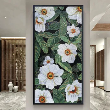 Prispôsobený jednoducho biely kvet, sklo art mosaicmural stenu decor