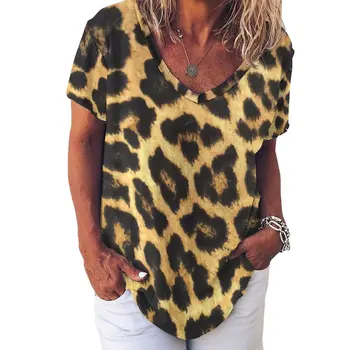 Leopard Tlač Grafické T Košele Zvieracie Kože Vzor Bežné V Krku T Tričko Krátky Rukáv Cool Nadrozmerné Tee Tričko Lete Tlač Topy