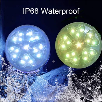 Vodotesný IP68 16 Led Ponorné Svetlo RGB Farby & Diaľkový ovládač Batérie Powered Bazén Lampa pre Strán