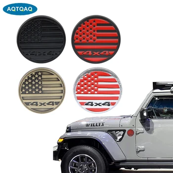AQTQAQ 1 KS 4x4 Kovové Emble 3D Kovov Kolo Americkej Vlajky Odznak Lepiacej Pásky, Nálepky Náhrada za Univerzálne Vozidlo,Auto,Bicykel
