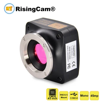 RisingCam Monochromatické 45mp imx492 snímač CMOS USB3.0 Mono digitálny mikroskop Kamera pre trinokulárny kyowa s C & M42 mount