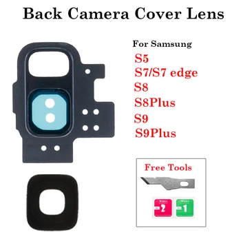 1set Späť Fotoaparát, Sklenený Objektív Pre Samsung Galaxy S5 S7 okraji S8 S9 PLUS Objektív Fotoaparátu Rám Držiaka Náhradné Diely