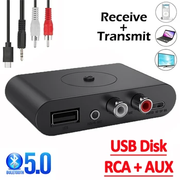 Bluetooth 5.0 Audio Prijímač, Vysielač U Diskov RCA, 3.5 mm AUX Jack Stereo Hudby Bezdrôtový Adaptér Pre Reproduktora Automobilovej Súpravy Zosilňovač