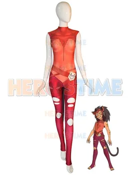 Catra Cosplay Vyhovovali Ona-Ra Princezná Moci Halloween Kostým S Chvost 3D tlač Vysokej Kvality Zentai Kombinézu