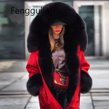 2020 Nové Žien Kožušiny Golier vrchné oblečenie Zimné Ženy Hrubé Teplé Vetrovka s Kapucňou Mujer Bavlna Vatovaný Kabát Dlhý Odseku