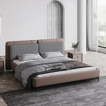 Taliansky ľahké luxusné minimalistický high-end originálne umelecké čalúnené posteľ Moderný jednoduchý druhá spálňa Americký jednolôžko