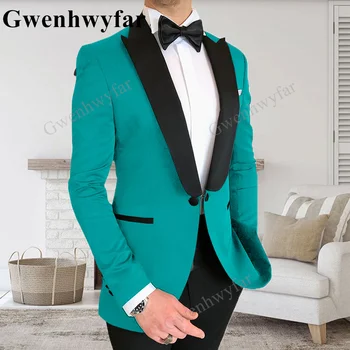 Gwenhwyfar Kostým Homme Páva Zelená Gentleman Vyhovovali Slim Fit Ženícha Tuxedos Dva Kusy(Bunda+Nohavice) Svadbu, Ples Denne Formálne