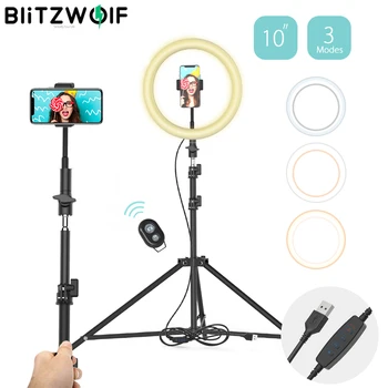 BlitzWolf BW-SL2 12W 126 Led Fotografie Osvetlenie Držiaka Telefónu Selfie Stick Statív s 12 Jasu 3 Farby LED Vyplniť Svetla