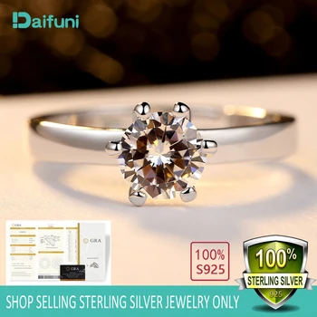 Daifuni Reálne 1/2/3/5 Ct D Farba Moissanite Diamantové Zásnubné Prstene Pre Ženy S925 Sterling Silver Pásma Jemné Šperky