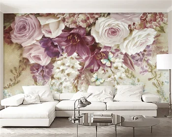 Moderné čerstvé ručne maľované olejomaľba troch-dimenzionální kvet, obývacia izba, spálňa, TV, gauč pozadí nástennú maľbu, tapety