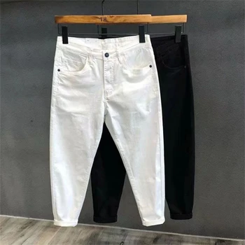 Biele Džínsy Mužov Hárem Nohavice Voľné Módne kórejský Štýl Streetwear Black Jean Nohavice Mens Džínsy Masculinos