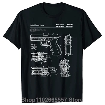 Vtipné Zbraň Patent Zbraň, T Košele Grafické Bavlna Streetwear Krátky Rukáv Narodeninám Letné Štýl T-shirt Pánske Oblečenie