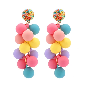 2023 Letné Šperky, Doplnky Luxusných Roztomilý Estetické Rainbow Farebné Guľôčky Akryl Loptu Strapec Visieť Drop Náušnice pre Ženy