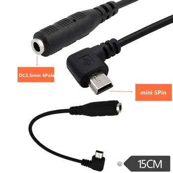3,5 mm Žien na 5 Kolíkový Mini USB Muž 90 Uhol Mikrofónu Kábel Adaptéra 0.15 m