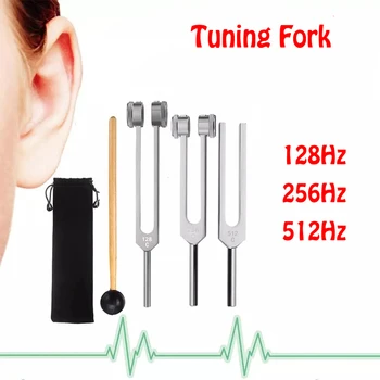 128Hz 256Hz 512Hz Lekárske Neurologické Tuning Fork Nastavuje Zvuk a Liečivé Terapie Hliníkovej Zliatiny s kladivom a taška zadarmo