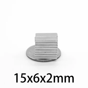 20-300 ks 15x6x2 mm NdFeB Blok Super Silné Magnetické Magnety 15mmx6mmx2mm Trvalé Neodýmu Magnet 15x6x2 N35 15*6*2 mm