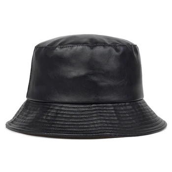 vedierko hat faux kožené vedro klobúky PU kožené pevné top pánskej a dámskej módy vedro spp Panama rybár čiapky