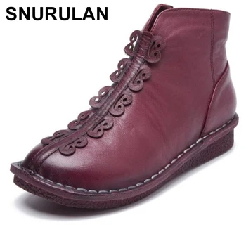 SNURULAN2018 Nové krátke dámske topánky mäkké dno módne kožené topánky veľkosť (35-38) voľný čas s hlavou nízke bočné zips, topánky E487