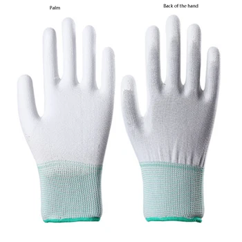10 párov Pôvodné priame uhlíkových vlákien polyester palm potiahnuté esd rukavice