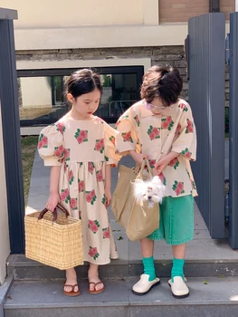 Nové Dievčatá V Lete Princezná Šaty Kórejský Bežné Priedušné Oblečenie Nastaviť Lady Sladké 2023 Batoľa Lete Chlapec Dievča Oblečenie Bavlna