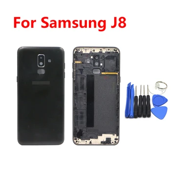 10pcs Zadný Kryt Pre Samsung Galaxy J8 J800F Batérie Zadný Kryt Dvere, Zadné Bývanie Prípade Objektív Fotoaparátu Sklo Nahradiť +Nástroje