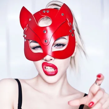 Ženy Sexy Exotické Ženy Kožené Maska Polovicu Tváre Fox Cosplay Halloween Party Loptu Punk SM Dospelých Hry, Karneval, Nočný Klub