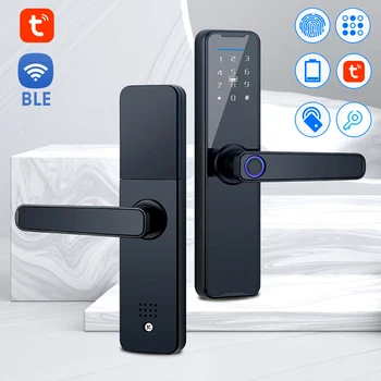 Biometrický snímač Odtlačkov Dverí Zamky WF-H6 Black Smart Lock Tuya App BLE Diaľkové Odomykanie Keyless Elektronický Zámok Dverí Zamky RFID Karty