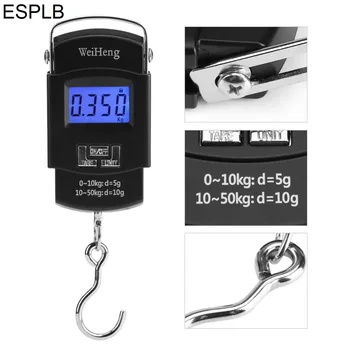 ESPLB 50 kg/10g LCD Digitálny Visí Rozsahu Elektronické Mini Vrecko na Rybárske Háku Váhy pre Domácnosť Vonkajšie Váženie