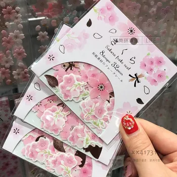32 ks /Taška Romantický Sakura Kvety Cherry Blossom Papierové Dekorácie, Nálepky
