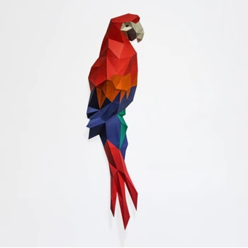 3D Papagáj Wall Paper Craft Zvierat Šablóny Origami DIY Low Poly Papagáj Domov Stenu Deocr Vták Papier Model Ručne vyrábané Hračky pre Dospelých Dary