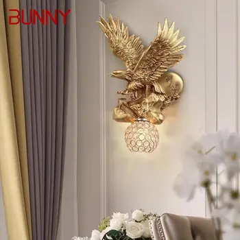 BUNNY Moderný Živice Eagle Nástenné Svietidlo LED Zlata, Tvorivé Crystal Sconce Svetlá Dekor Pre Domáce Obývacia Izba, Spálňa Verandu