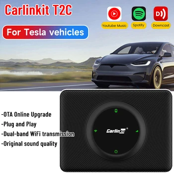 T2C Carlinkit Bezdrôtový CarPlay Adaptér pre Tesla 2.4 G+5G Bezdrôtový WiFi CarPlay Dongle Box OTA Online Upgrade na IOS/Android