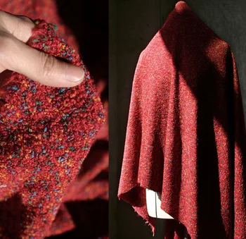 Cherry red vlnené jeseň a v zime vlnené kabát dizajnér textílie